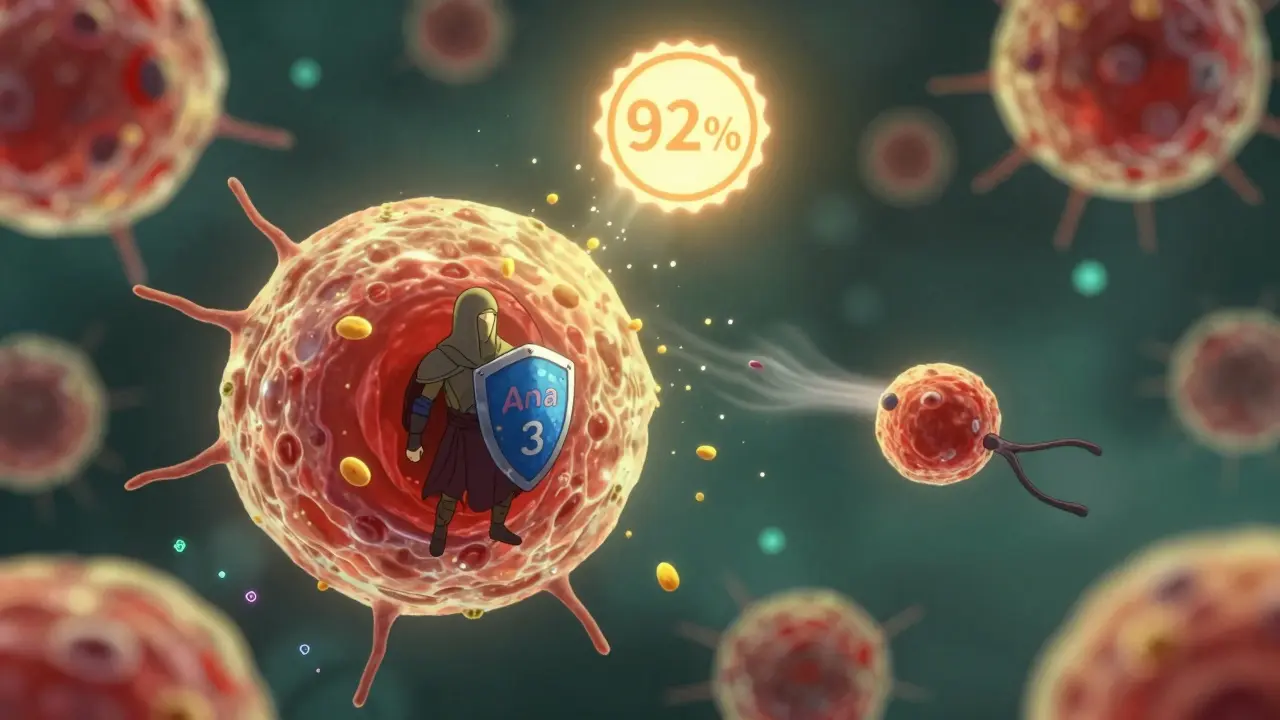 Molecular warrior defending against allergen proteins, symbolizing advanced CRD allergy testing.