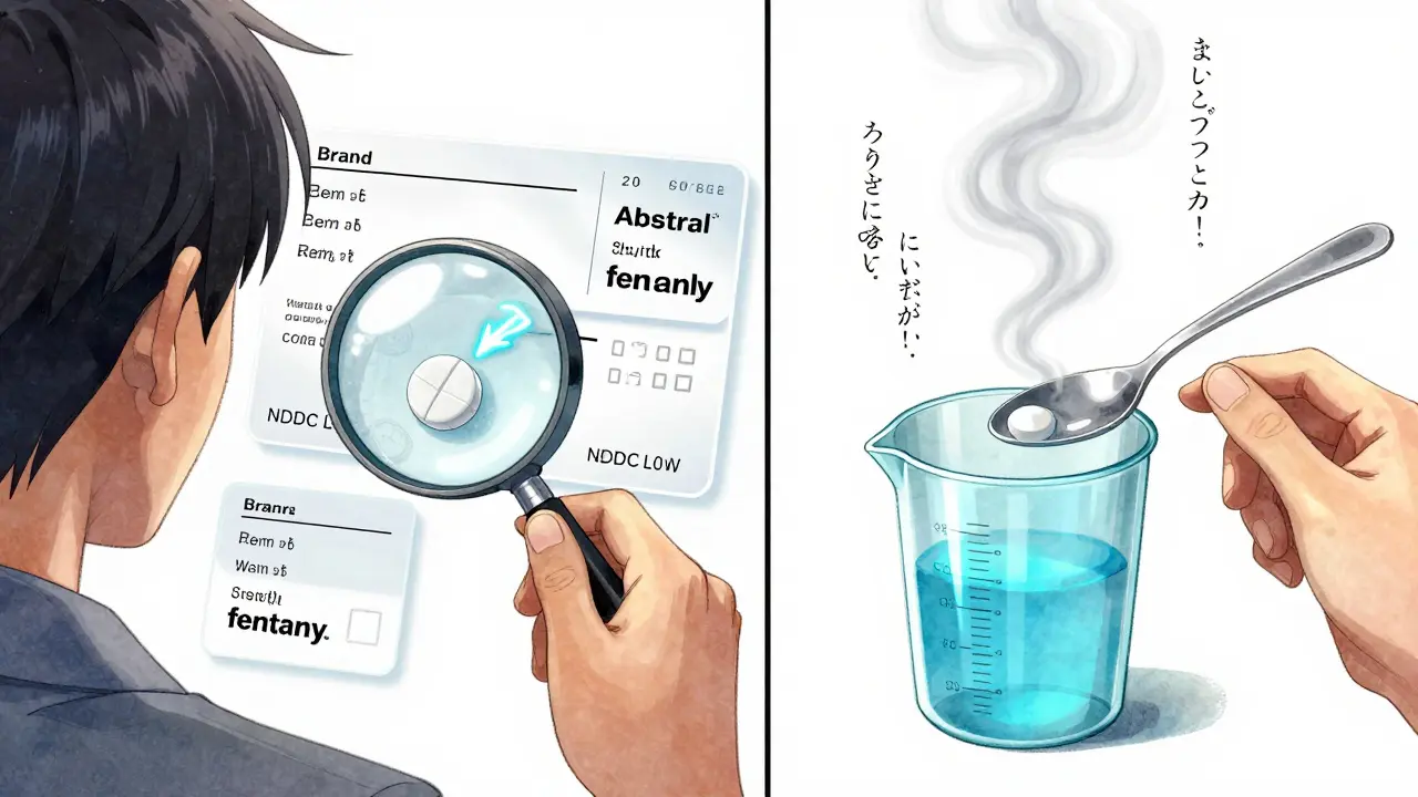 Patient examining prescription label with floating explanations of drug name, dosage, and expiration.