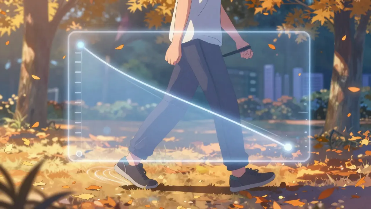 Person walking in a park as liver fat decreases with each step.