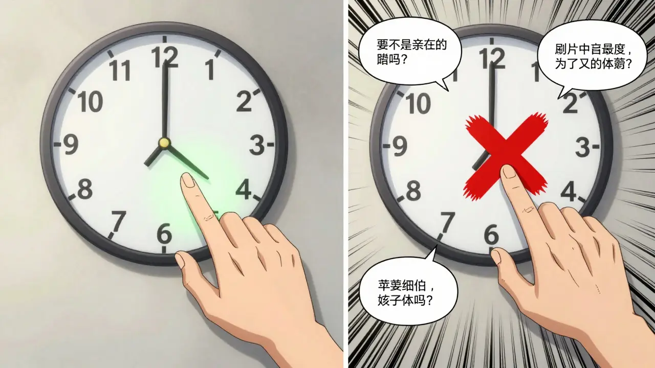 Split scene showing when to take or skip a missed medication based on time.